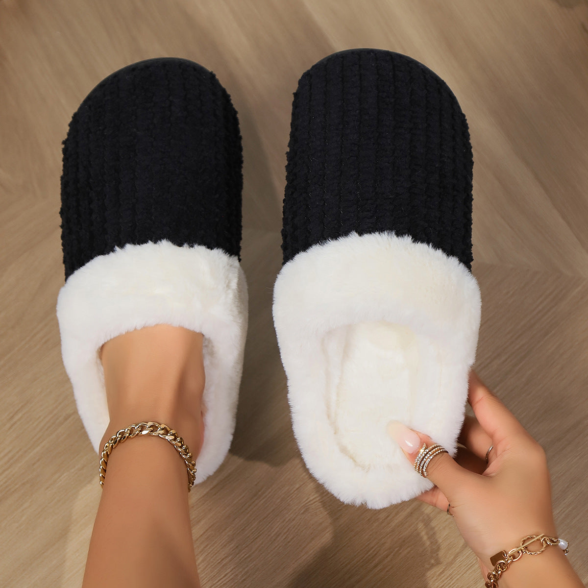 Fluffy Plush Men And Women Casual Slippers