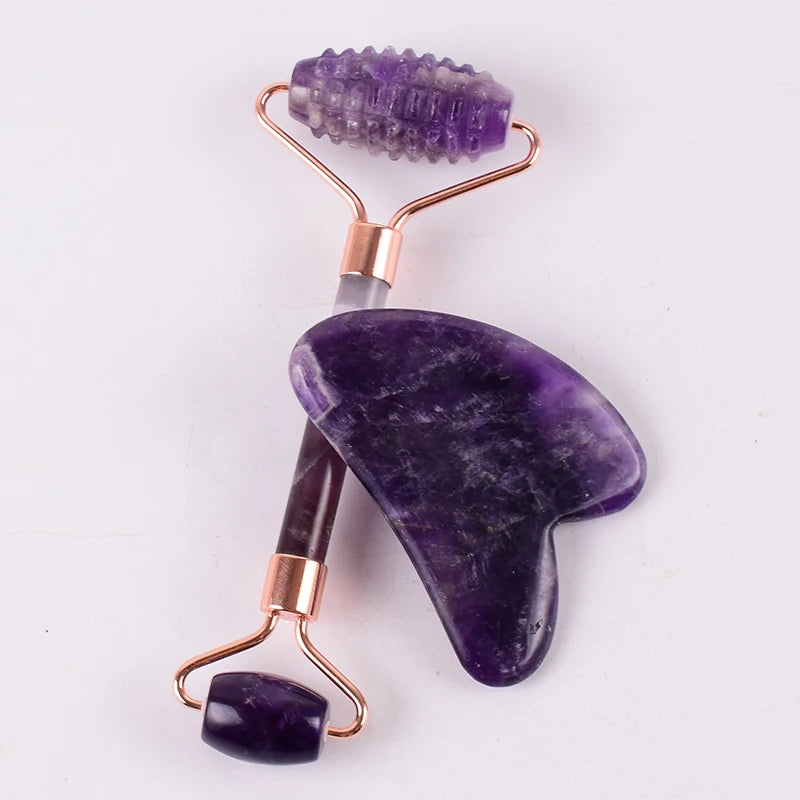 Amethyst Sawtooth Crystal Face Roller for Massage, Neck Slimming & Anti-Wrinkle Care