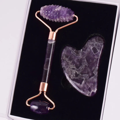 Amethyst Sawtooth Crystal Face Roller for Massage, Neck Slimming & Anti-Wrinkle Care
