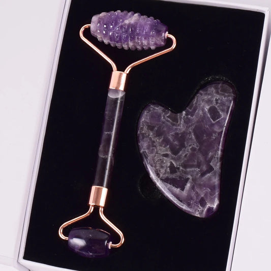 Amethyst Sawtooth Crystal Face Roller for Massage, Neck Slimming & Anti-Wrinkle Care