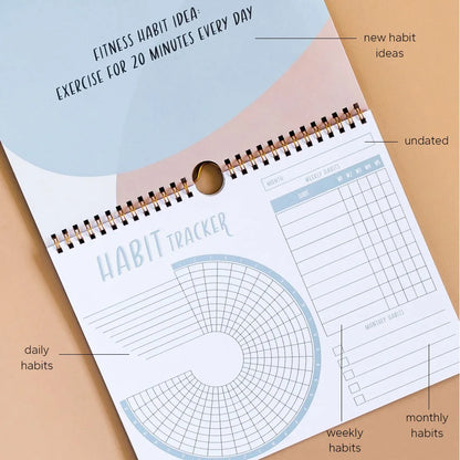 Habit Tracker Journal – Undated 12-Month Motivational Planner with Weekly Goal Setting & Progress Tracker | Naturally You Balance
