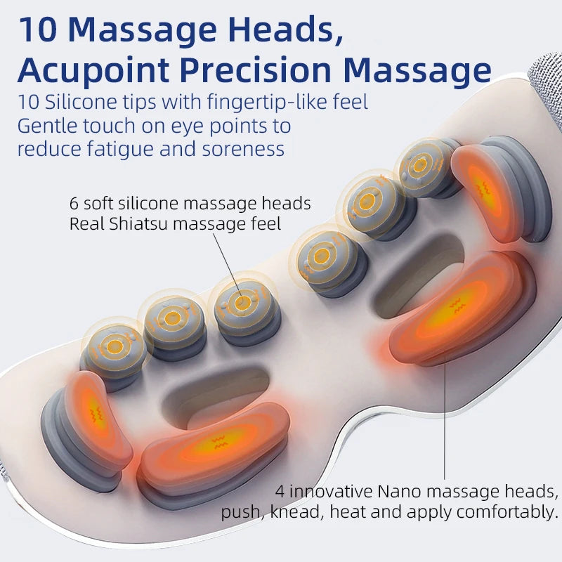 10D Bluetooth Eye Massager with Heat, Vibration & Music for Eye Fatigue Relief
