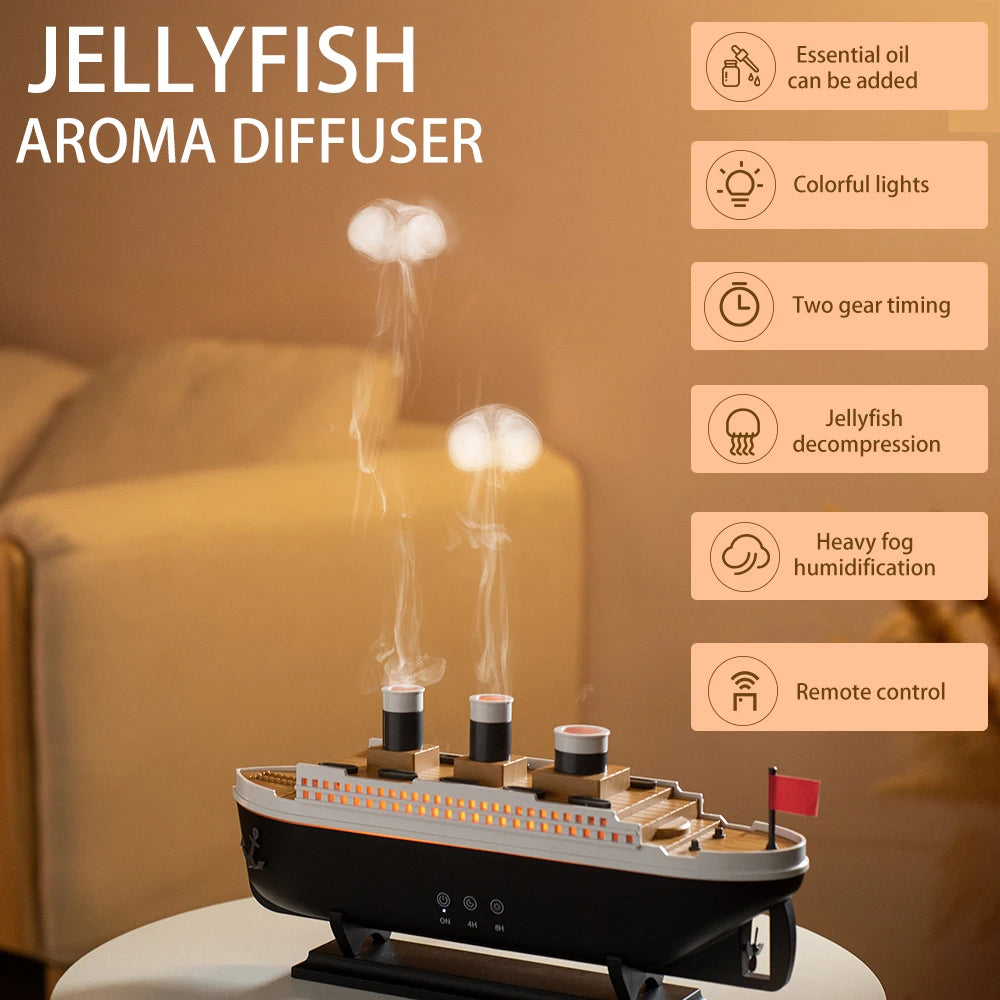 Ship Modeling Essential Oil Diffuser with Remote Control and Cool Mist Humidifier Function