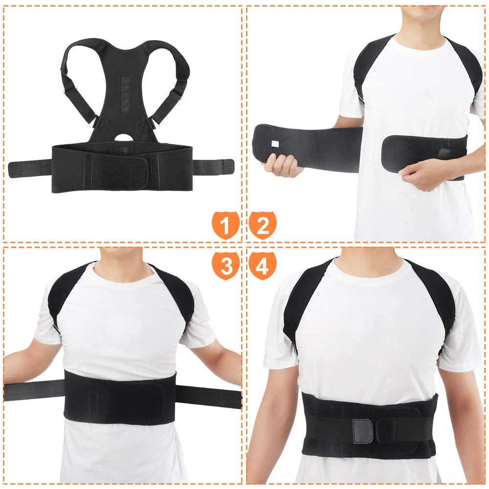 Magnetic Therapy Back Brace – Adjustable Lumbar & Shoulder Posture Support for Adults | Naturally You Balance
