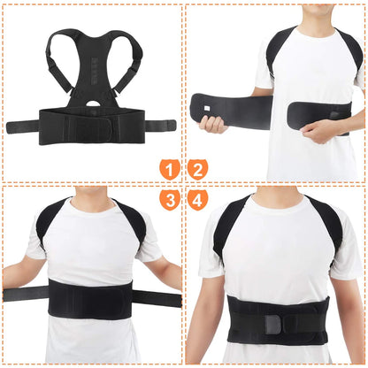 Magnetic Therapy Back Brace – Adjustable Lumbar & Shoulder Posture Support for Adults | Naturally You Balance