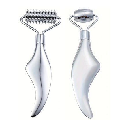 2-in-1 Gua Sha & Face Roller – Stainless Steel Facial Tool for Massage, Puffiness & Glow | Naturally You Balance