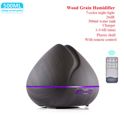 "Ultrasonic Aromatherapy Essential Oil Diffuser and Humidifier with Remote Control – 300ml 500ml 1000ml – Naturally You Balance"