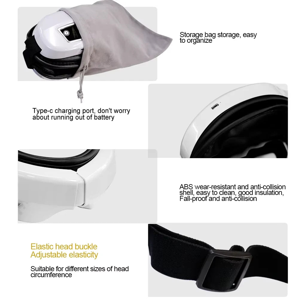 Smart Eye Massager with Vibration, Air Compression & Bluetooth Music for Eye Fatigue Relief