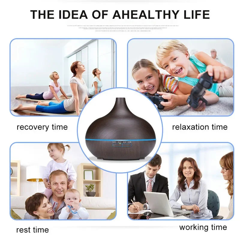 Ultrasonic Essential Oil Diffuser with Remote, LED Lights & Timer Settings