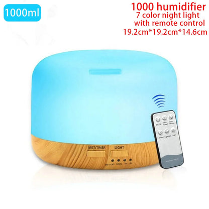 "Ultrasonic Aromatherapy Essential Oil Diffuser and Humidifier with Remote Control – 300ml 500ml 1000ml – Naturally You Balance"