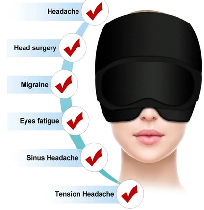 2PCS Gel Ice Cap and Eye Mask Set for Migraine, Puffy Eyes, and Cold Therapy