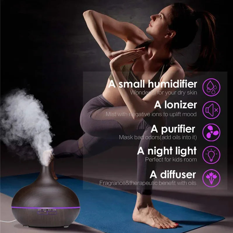 Ultrasonic Essential Oil Diffuser with Remote, LED Lights & Timer Settings