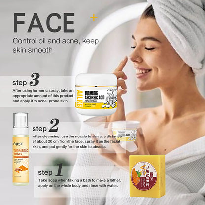 Organic Turmeric Skin Care Kit – Brightening, Hydrating, Exfoliating & Even Tone Solution | Naturally You Balance

