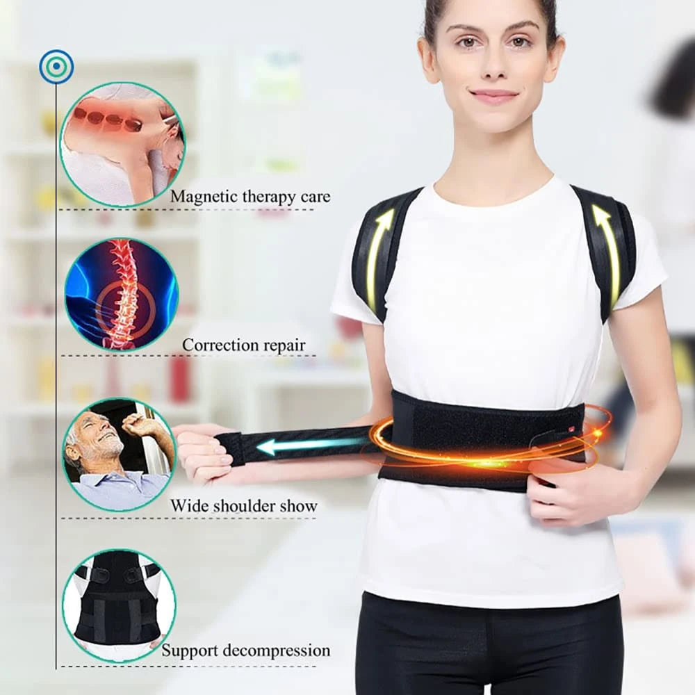 Magnetic Therapy Back Brace – Adjustable Lumbar & Shoulder Posture Support for Adults | Naturally You Balance
