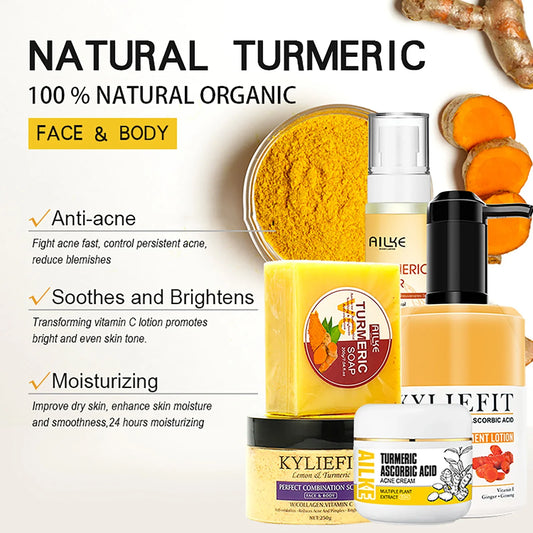 Organic Turmeric Skin Care Kit – Brightening, Hydrating, Exfoliating & Even Tone Solution | Naturally You Balance

