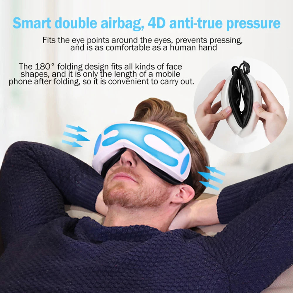 Smart Eye Massager with Vibration, Air Compression & Bluetooth Music for Eye Fatigue Relief