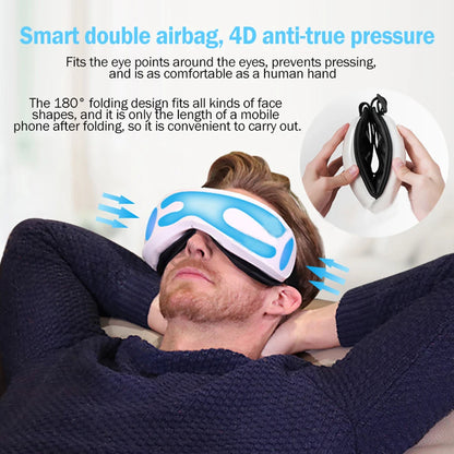 Smart Eye Massager with Vibration, Air Compression & Bluetooth Music for Eye Fatigue Relief