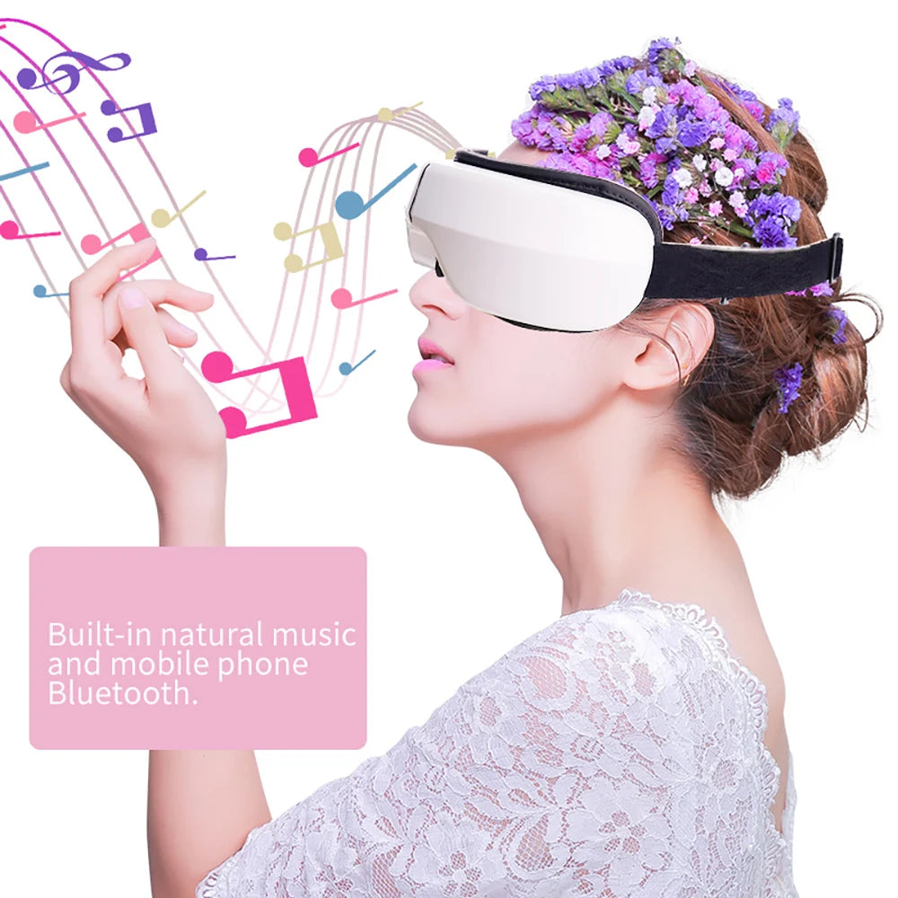 Smart Eye Massager with Vibration, Air Compression & Bluetooth Music for Eye Fatigue Relief