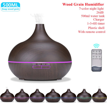 "Ultrasonic Aromatherapy Essential Oil Diffuser and Humidifier with Remote Control – 300ml 500ml 1000ml – Naturally You Balance"