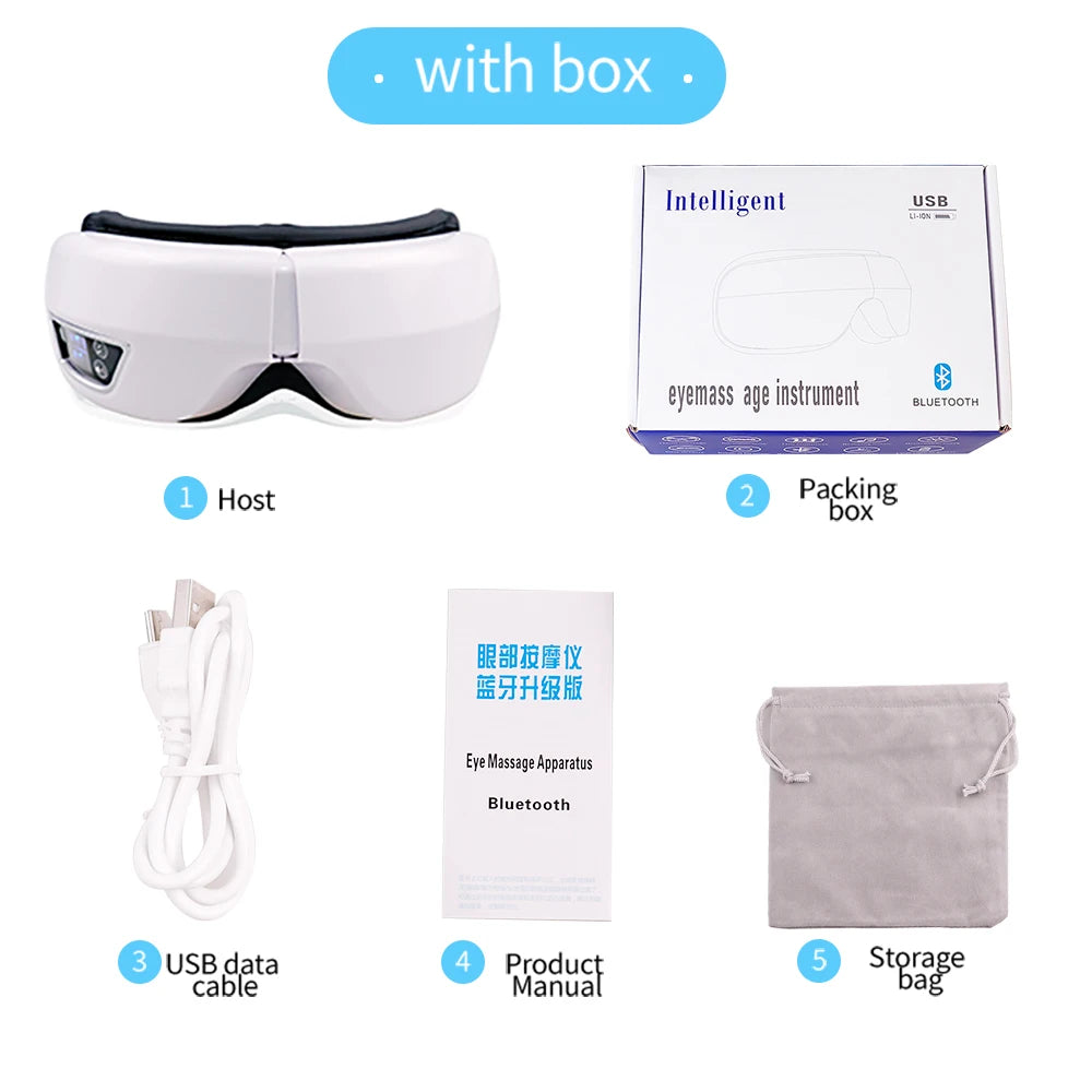 Smart Eye Massager with Vibration, Air Compression & Bluetooth Music for Eye Fatigue Relief