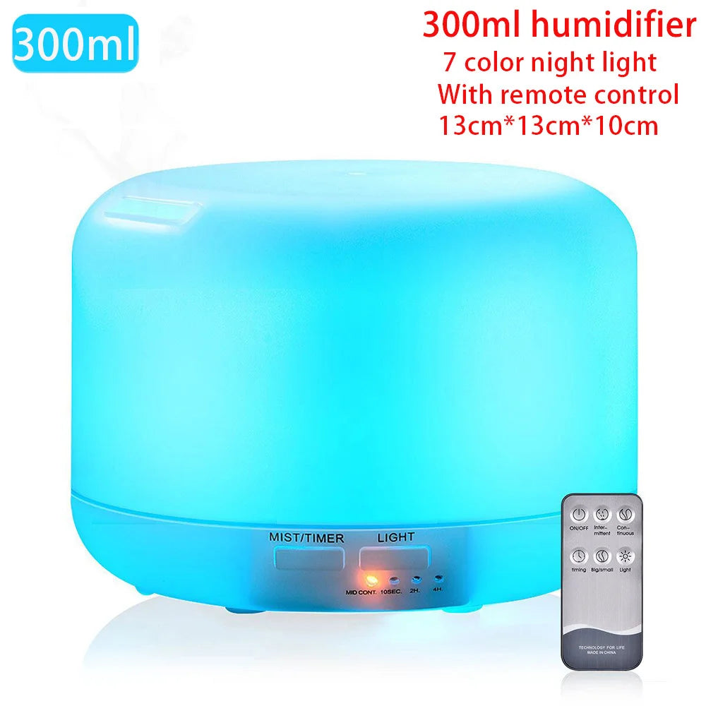 "Ultrasonic Aromatherapy Essential Oil Diffuser and Humidifier with Remote Control – 300ml 500ml 1000ml – Naturally You Balance"