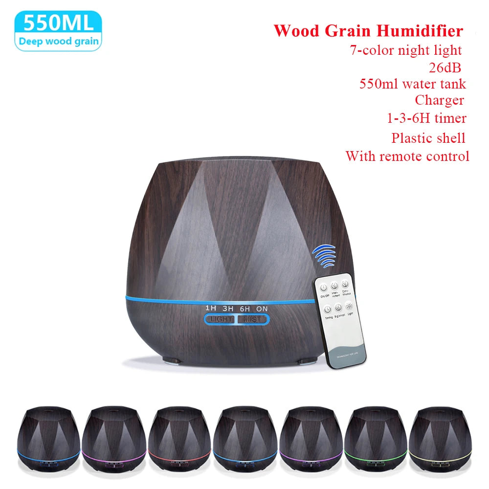 "Ultrasonic Aromatherapy Essential Oil Diffuser and Humidifier with Remote Control – 300ml 500ml 1000ml – Naturally You Balance"