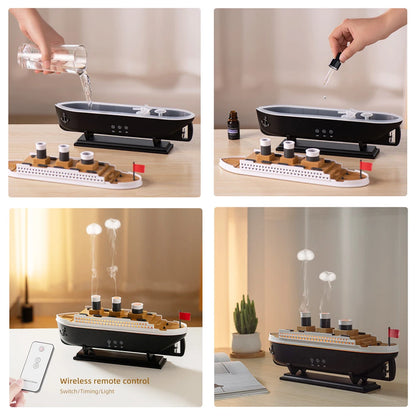Ship Modeling Essential Oil Diffuser with Remote Control and Cool Mist Humidifier Function