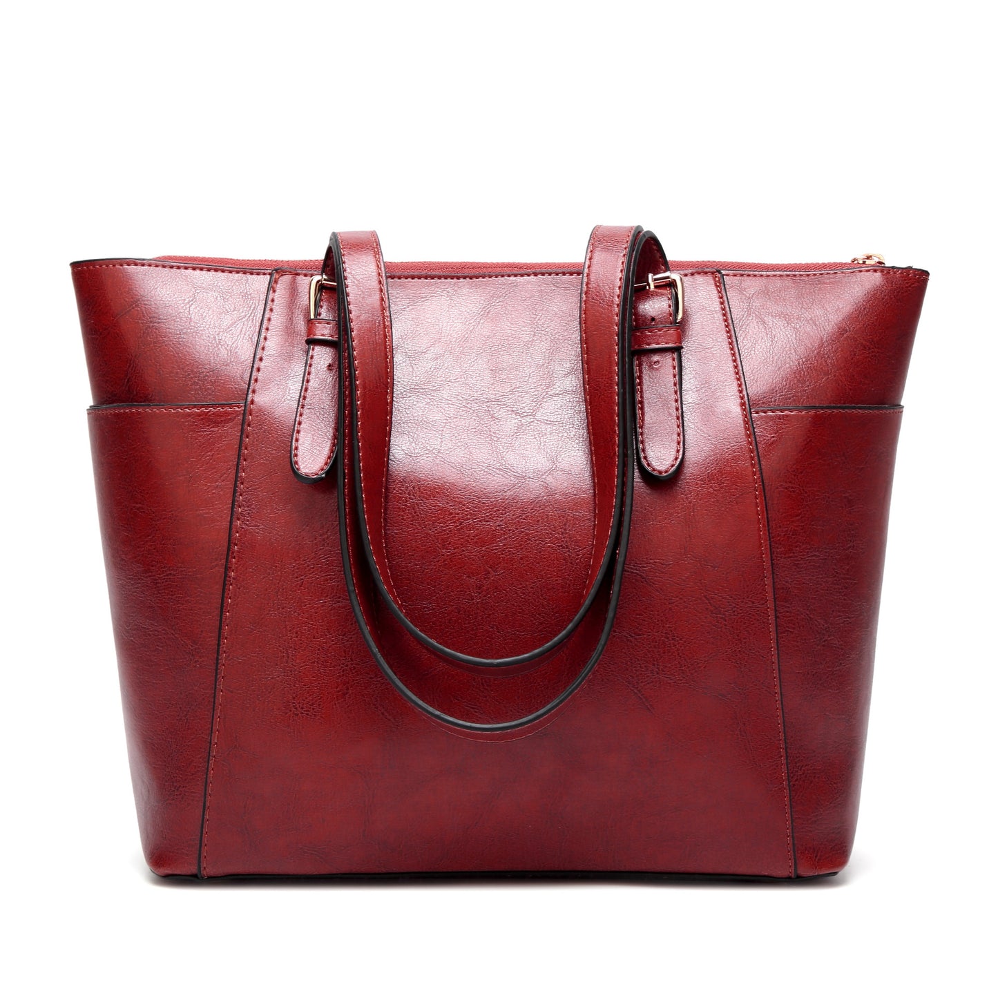 Retro women’s shoulder tote bag with clean solid-color design