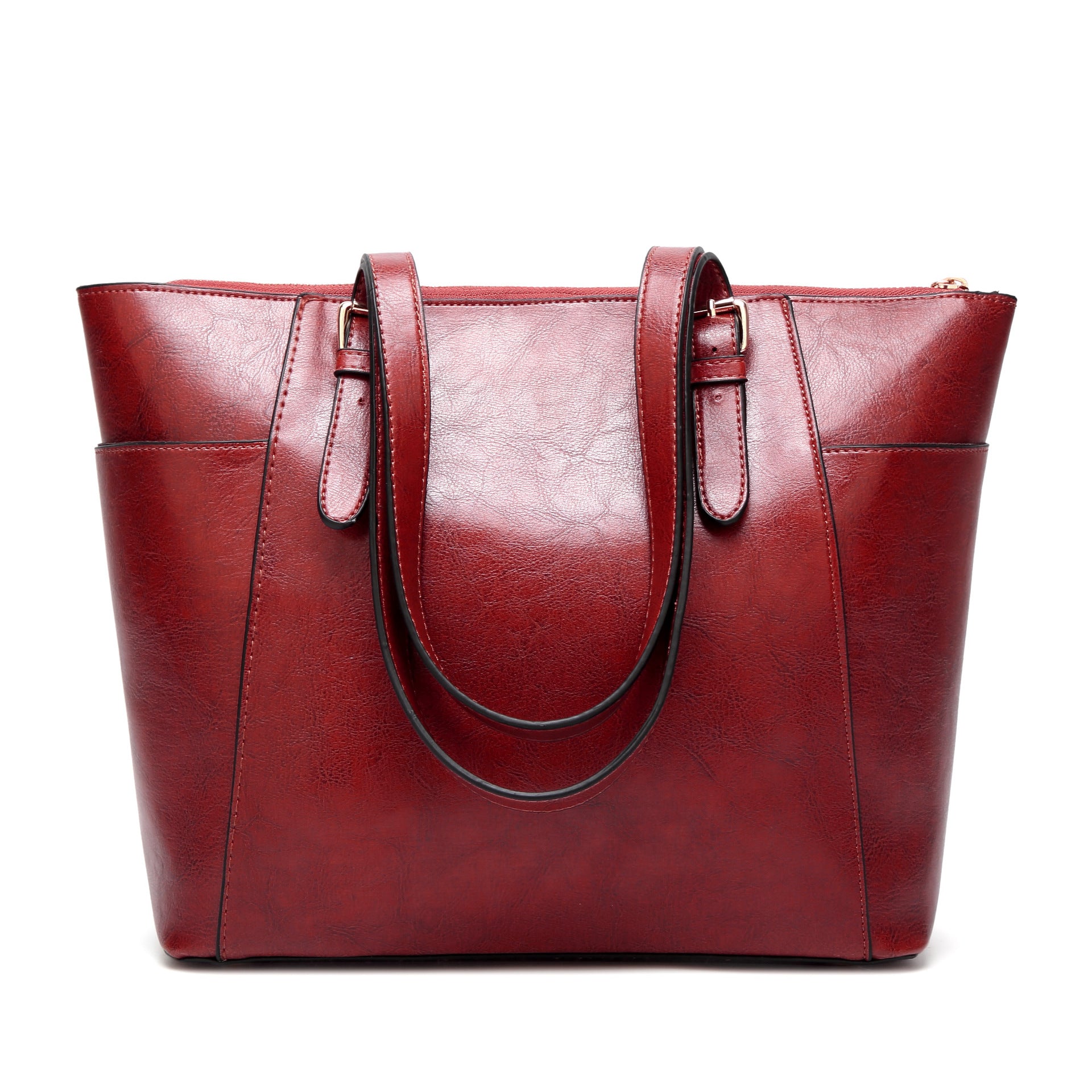 Retro women’s shoulder tote bag with clean solid-color design