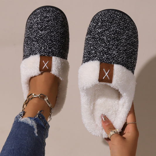 Winter plush slippers for indoor home wear
