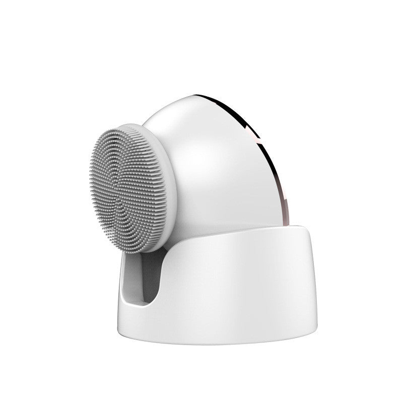 Silicone face brush used in daily skincare routine