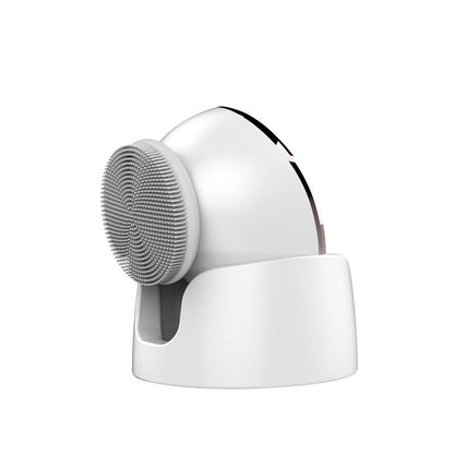 Silicone face brush used in daily skincare routine