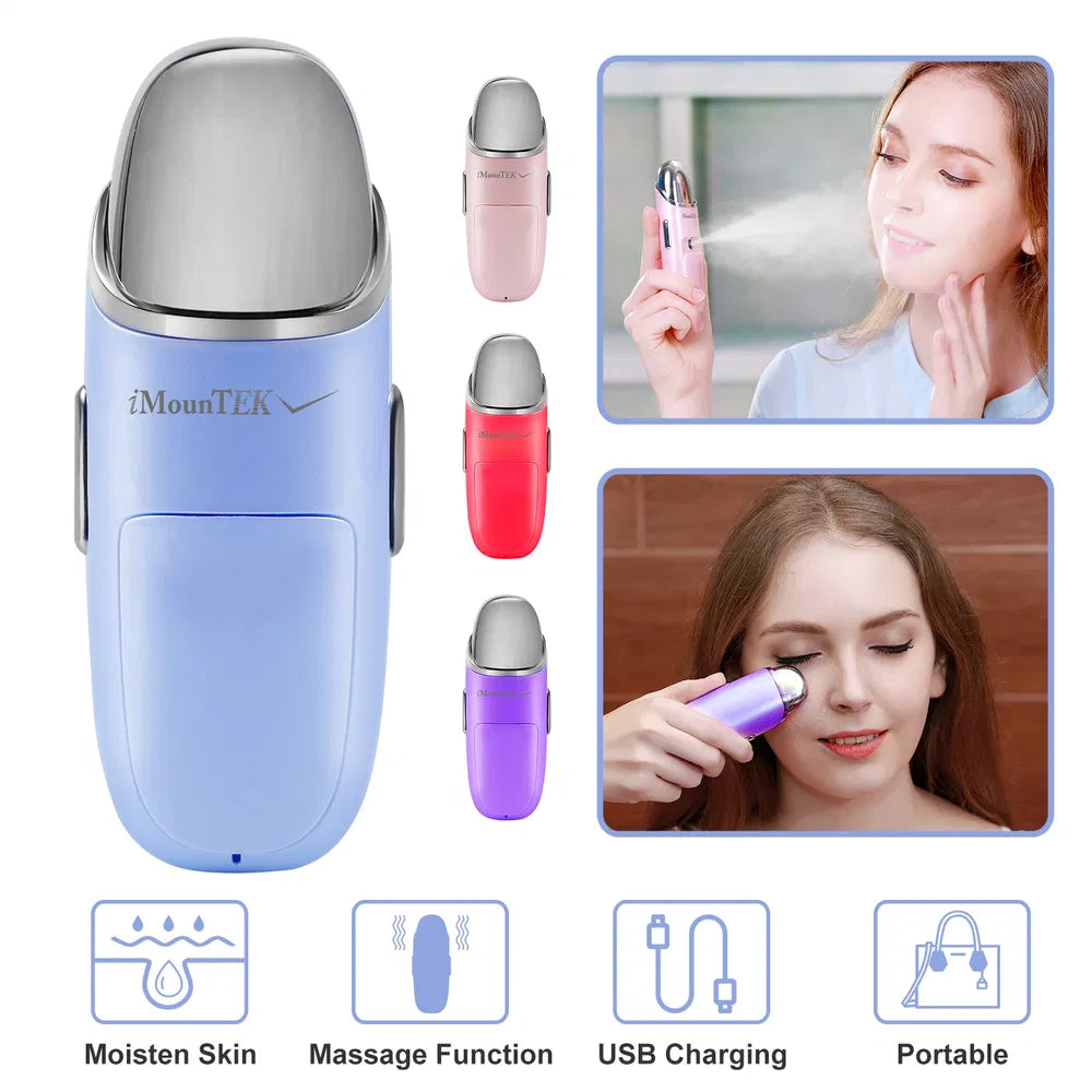 Close-up of nano facial sprayer releasing fine mist