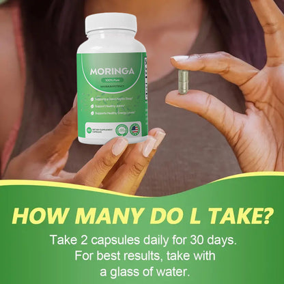 Moringa Capsules – Energy, Immunity & Metabolism
Pure moringa leaf for plant-based vitality, immune defense & natural energy.