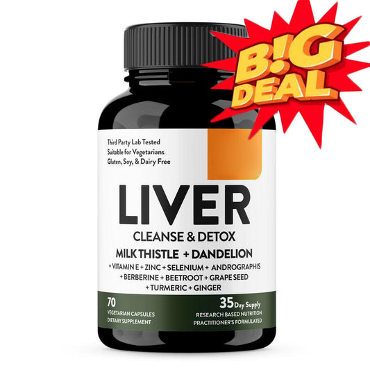 Liver Cleanse & Detox Capsules, Multivictamin, Milk Thistle, Dandelion, Turmeric, Ginger Extract, Beet, Zinc, Vitamin E, Selenium, Grape Seed, Healthcare Nutrional Supplement