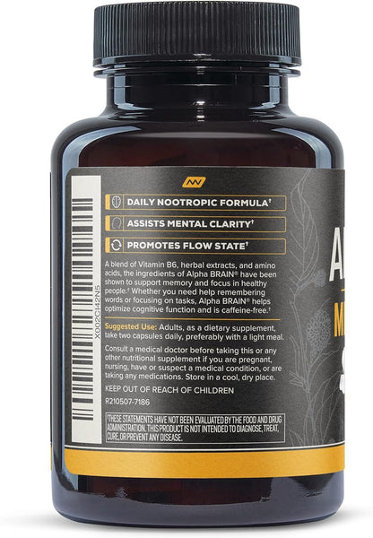 Alpha Brain Capsules – Nootropic Focus & Clarity
Vegan formula with bacopa & alpha-GPC for cognitive support.