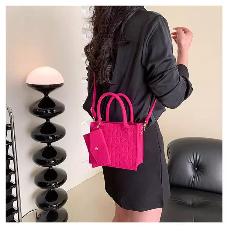 Simple Small Handbag Women's Fashion Felt One Shoulder Combination Bags