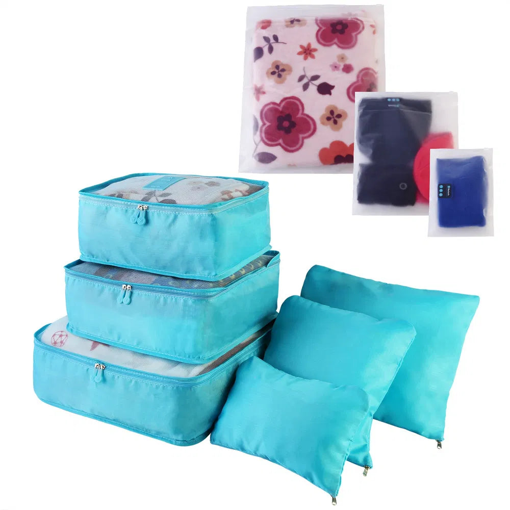 Travel packing cubes set available in multiple color options