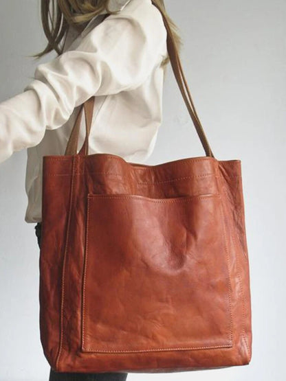 Large capacity PU leather style shoulder tote bag for daily wear