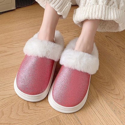 Non slip plush house slippers for couples