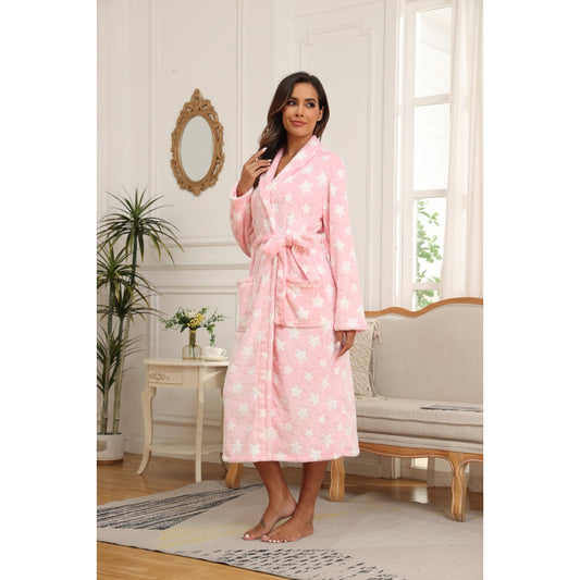 RONGTAI soft fleece women’s robe lightweight spa and bathwear